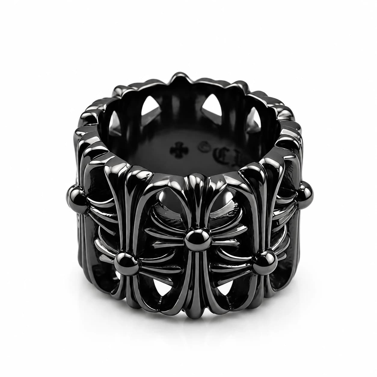 Black Double Cross Ring